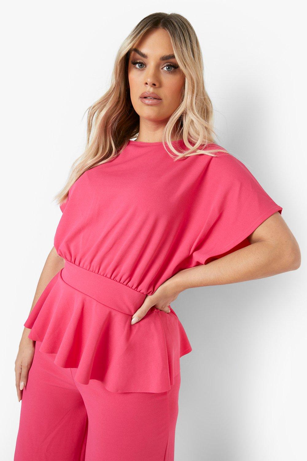 Neon pink cheap peplum top